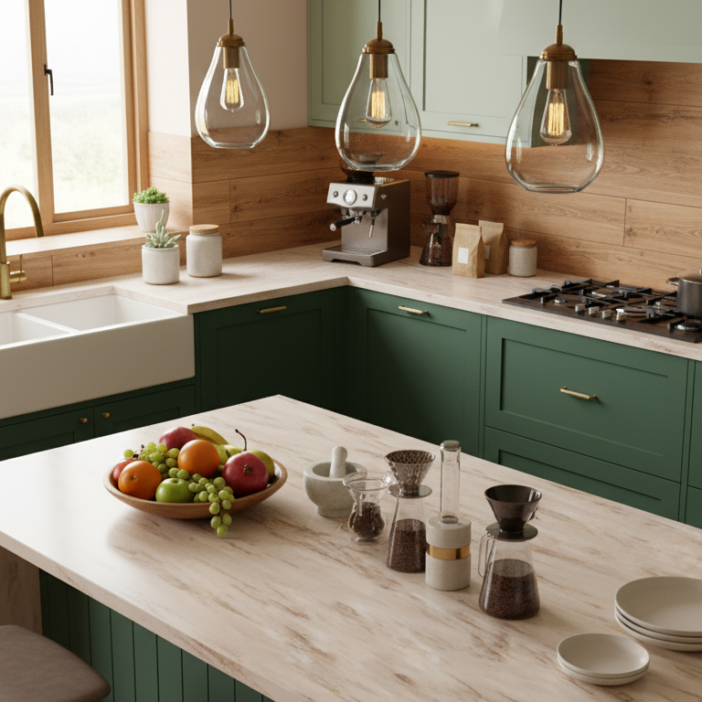 Mermer Görünüm Akrilik Mutfak Tezgah