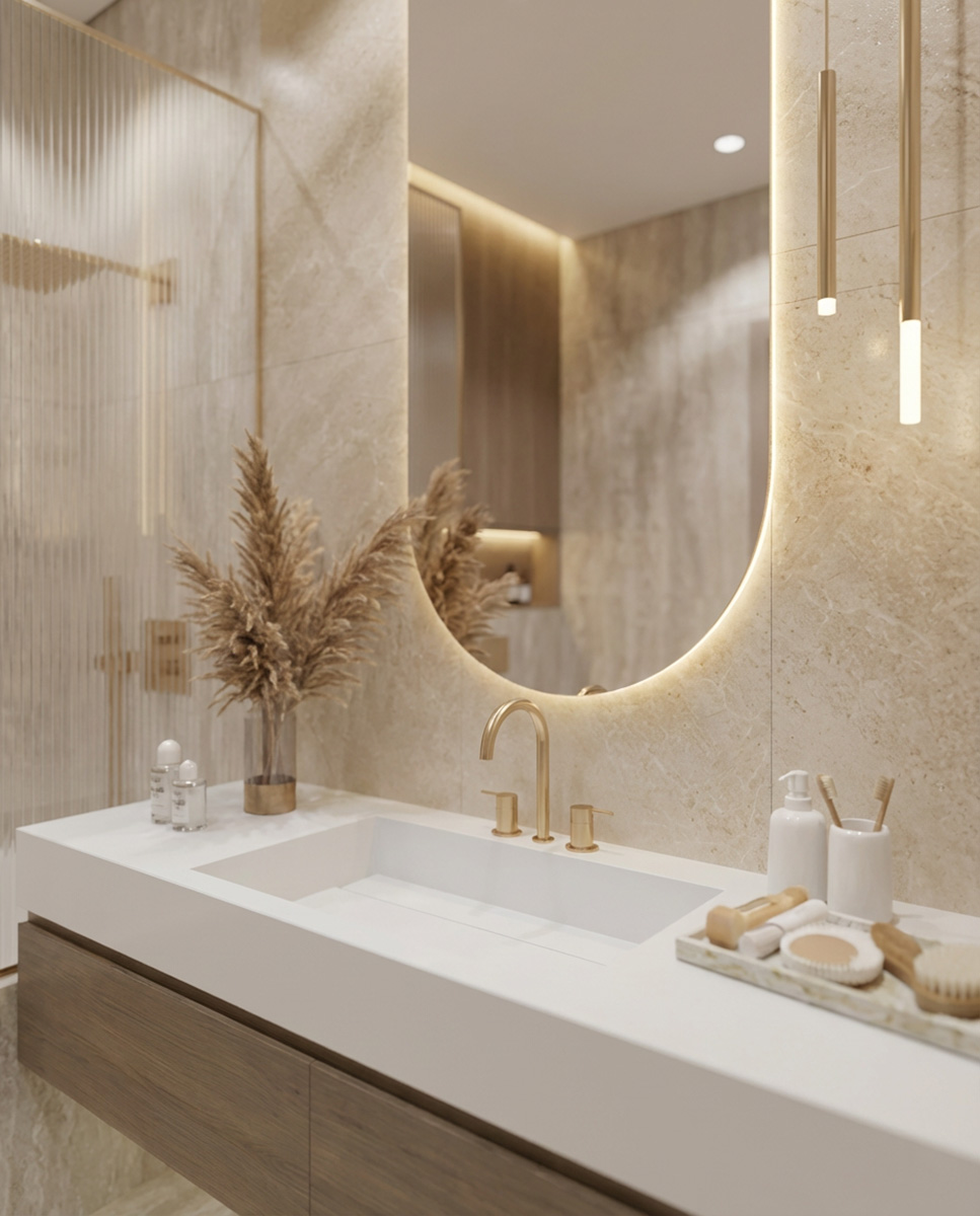 Özdekor Akrilik Banyo Tezgahı Entegre Lavabo Tasarımı