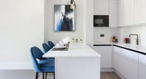 Özdekor Hanex Solid Surface Beyaz Mutfak Adası Tasarımı