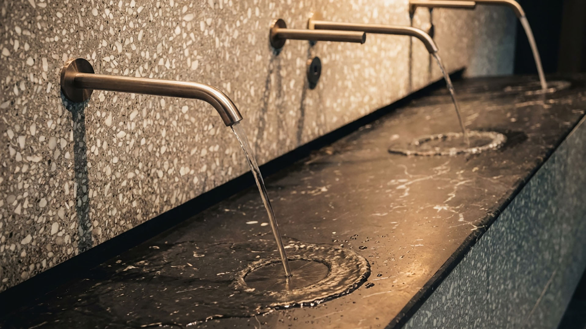 Özdekor Siyah Granit Efektli AVM Tuvalet Tezgahı