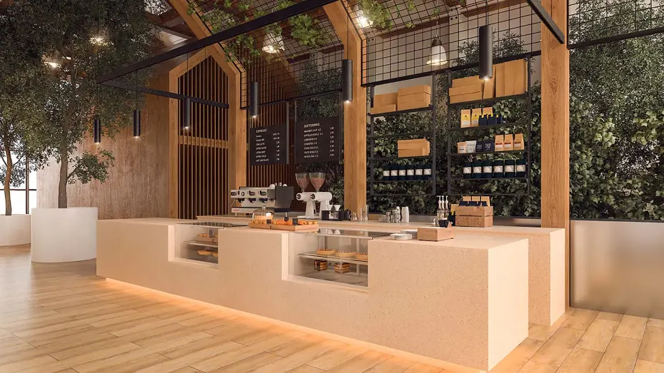 Hi-Macs Akrilik Pastane ve Cafe Sunum Tezgahı