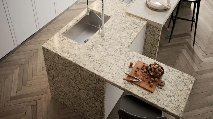 Hi-Macs Mermer Desenli Akrilik Mutfak Bankosu ve Evye