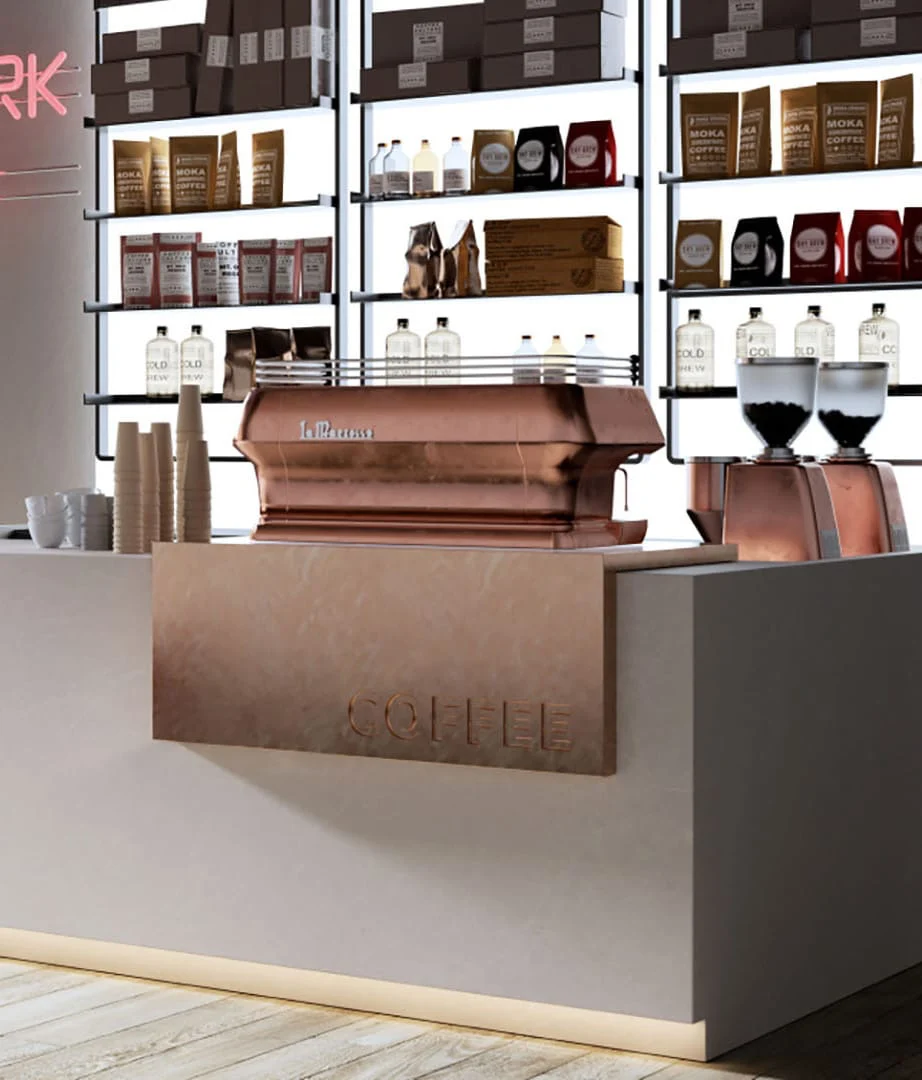 hi macs solid surface cafe çalışma ve servis bankosu