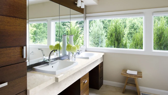 Özdekor Hi-Macs Akrilik Banyo Tezgahı ve Çift Lavabo Tasarımı