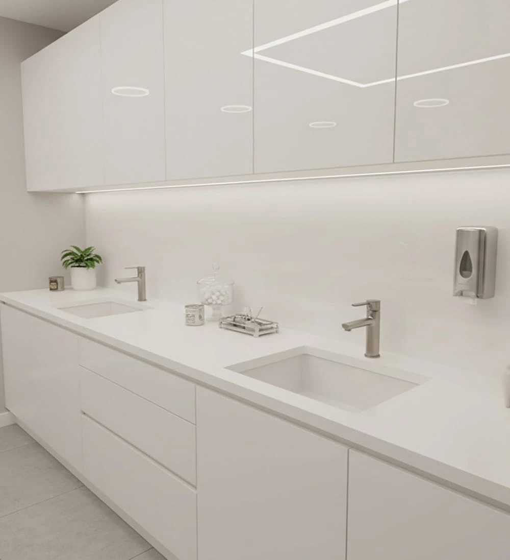 steril klinik ortamı ek yeri göstermeyen akrilik yüzey