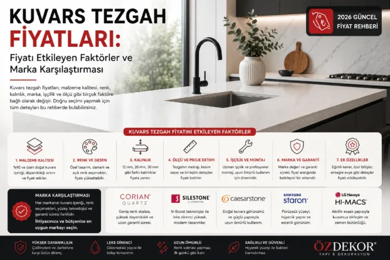 kuvars tezgah fiyatları