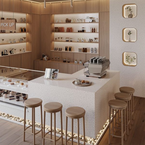 Q104 Terrazzo Alba Lx-Hausys Hi-Macs Cafe Akrilik Tezgah Duvar