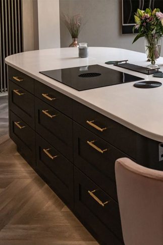 Özdekor Hanex Solid Surface Entegre Prizli Mutfak Adası Dikey