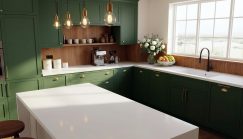 Özdekor Solid Surface Beyaz Tezgah Yeşil Mutfak